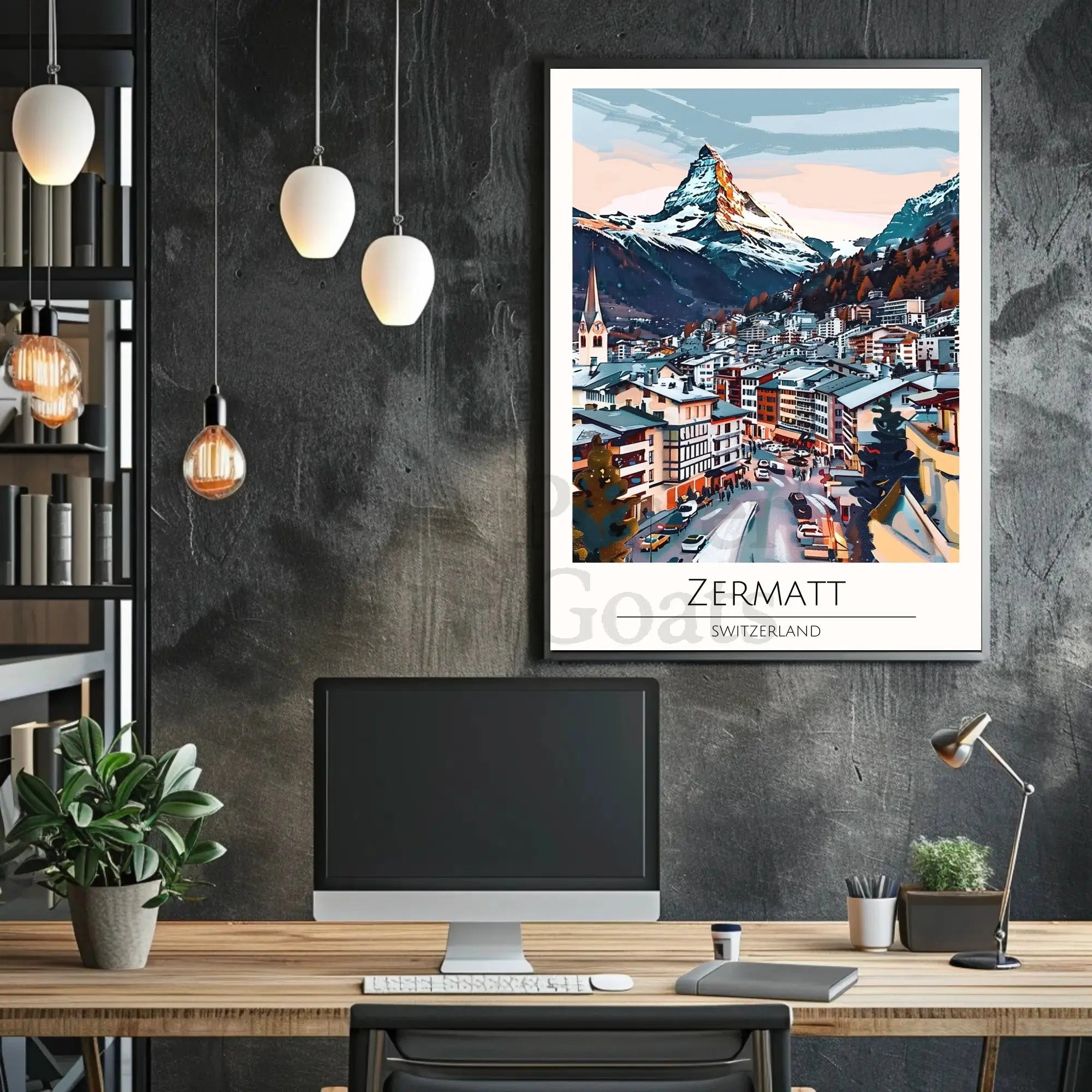 Zermatt Matterhorn Alpine Scene Travel Poster PosterGoat