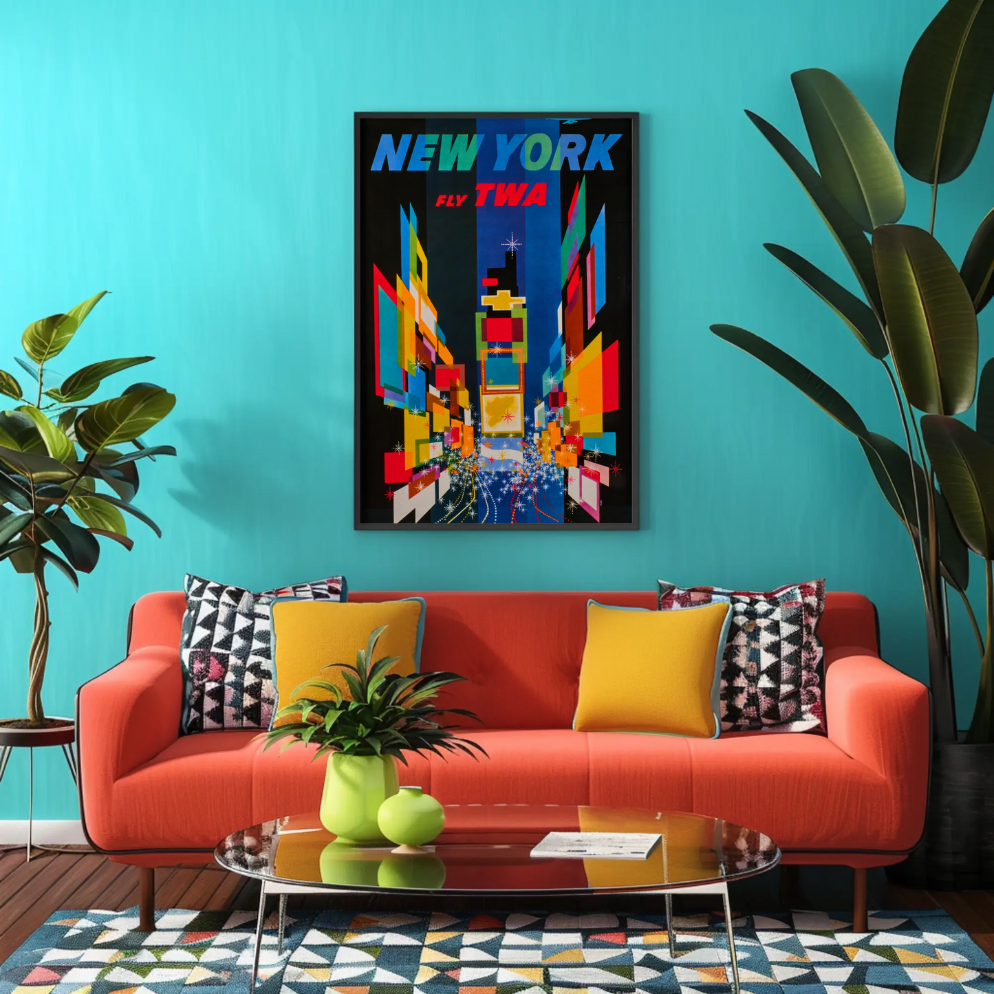 1960s New York Times Square TWA Vintage Style Travel Poster