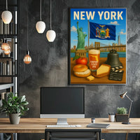 New York City Iconic Landmarks Poster Modern Wall Art