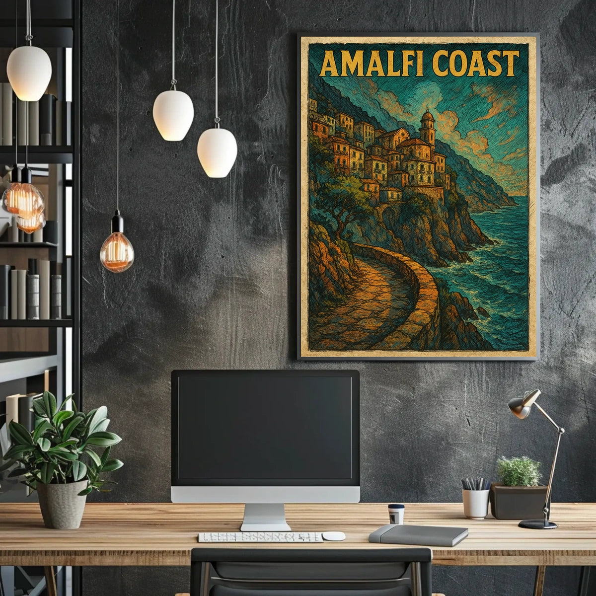 Amalfi Coast Scenic Poster Wall Art For Coastal Decor