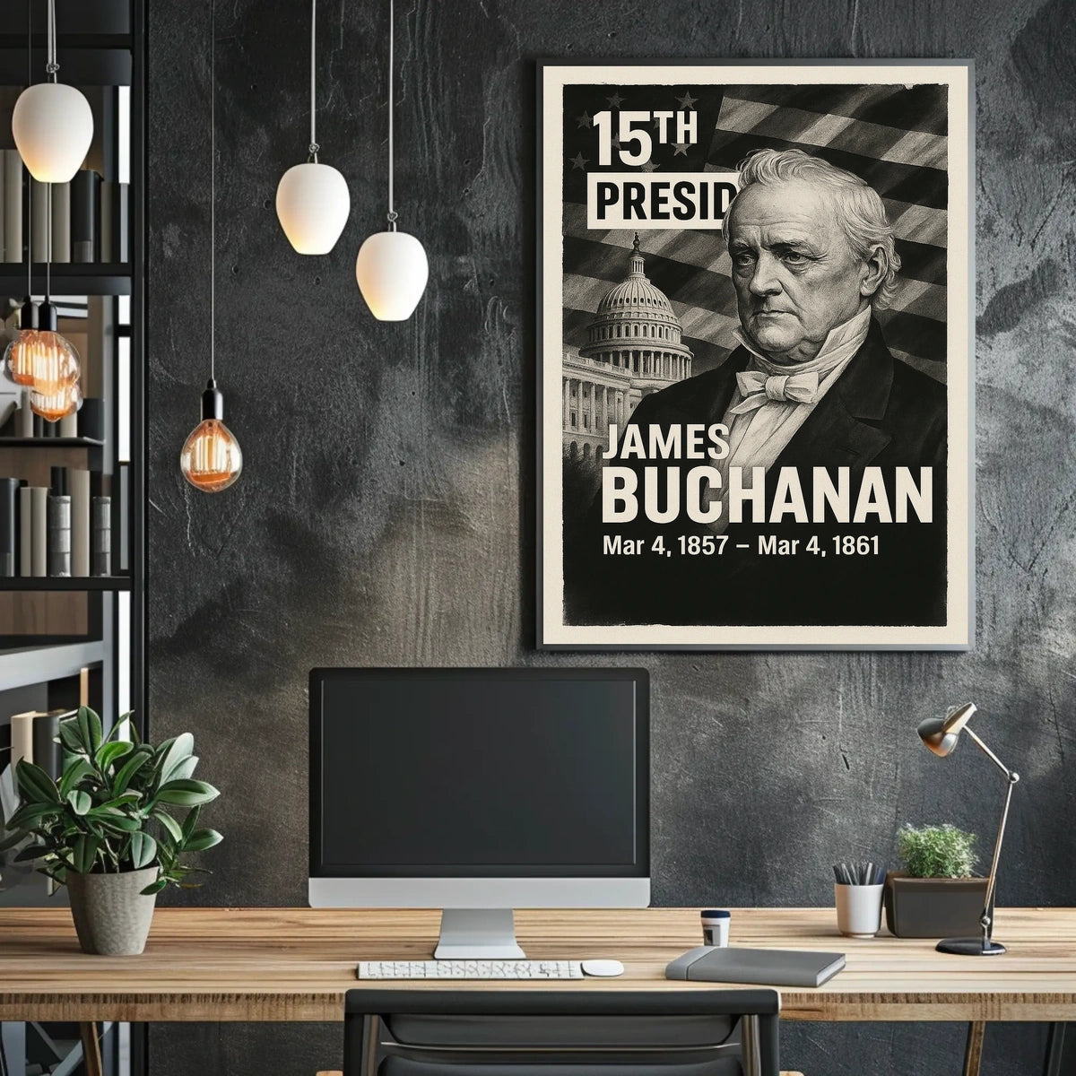 James Buchanan 15th President of the United States Digital Montaje Poster