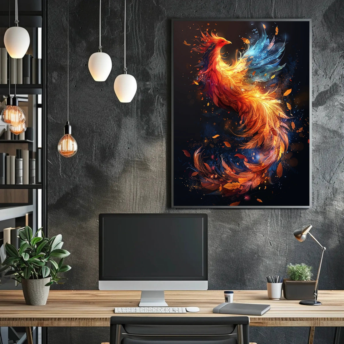 Majestic Phoenix in Flight: Mystical Art Poster