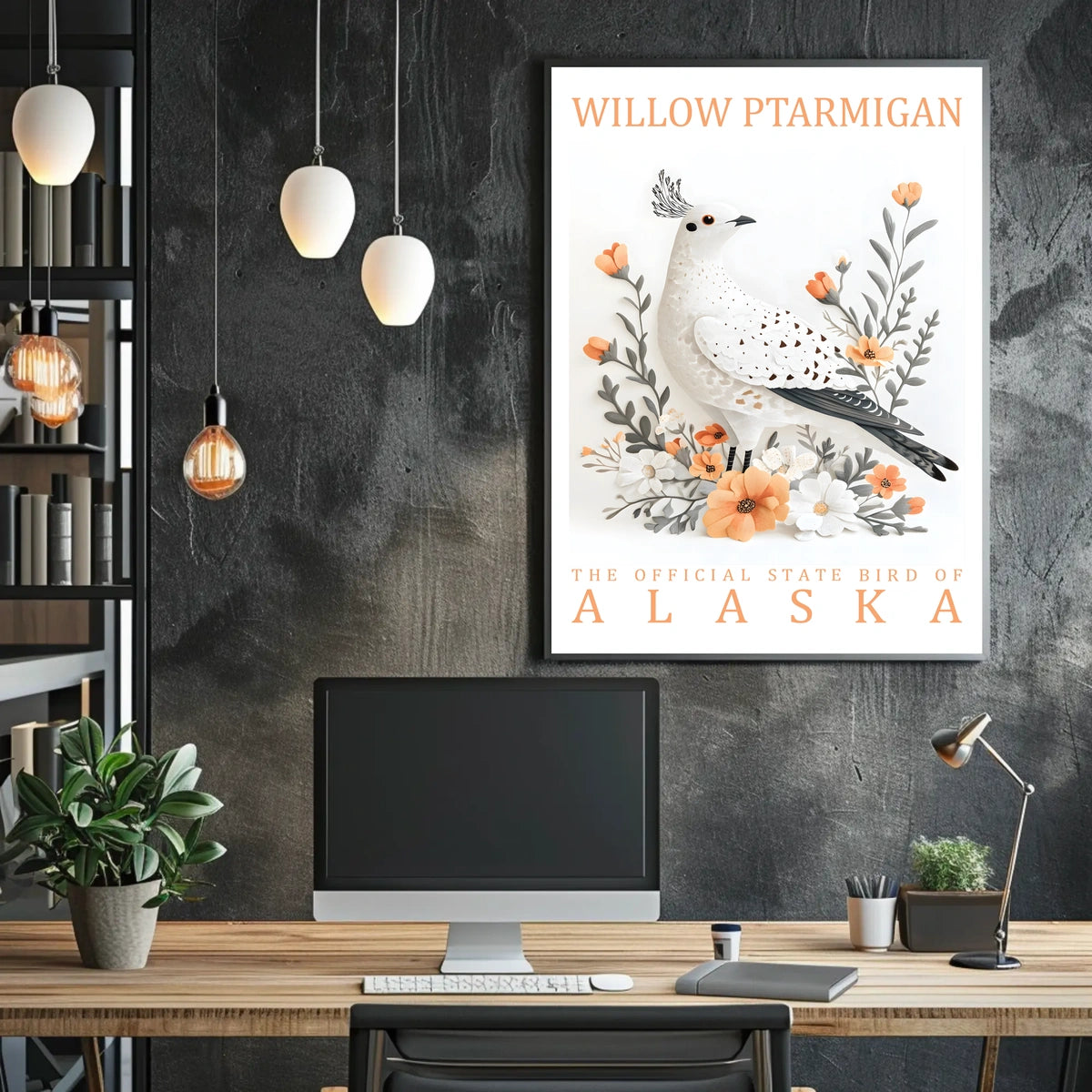 Willow Ptarmigan Alaska Nature Art Poster Print