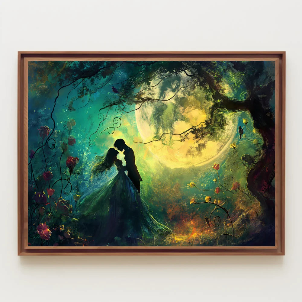 Moonlit Lovers in Enchanted Forest Poster