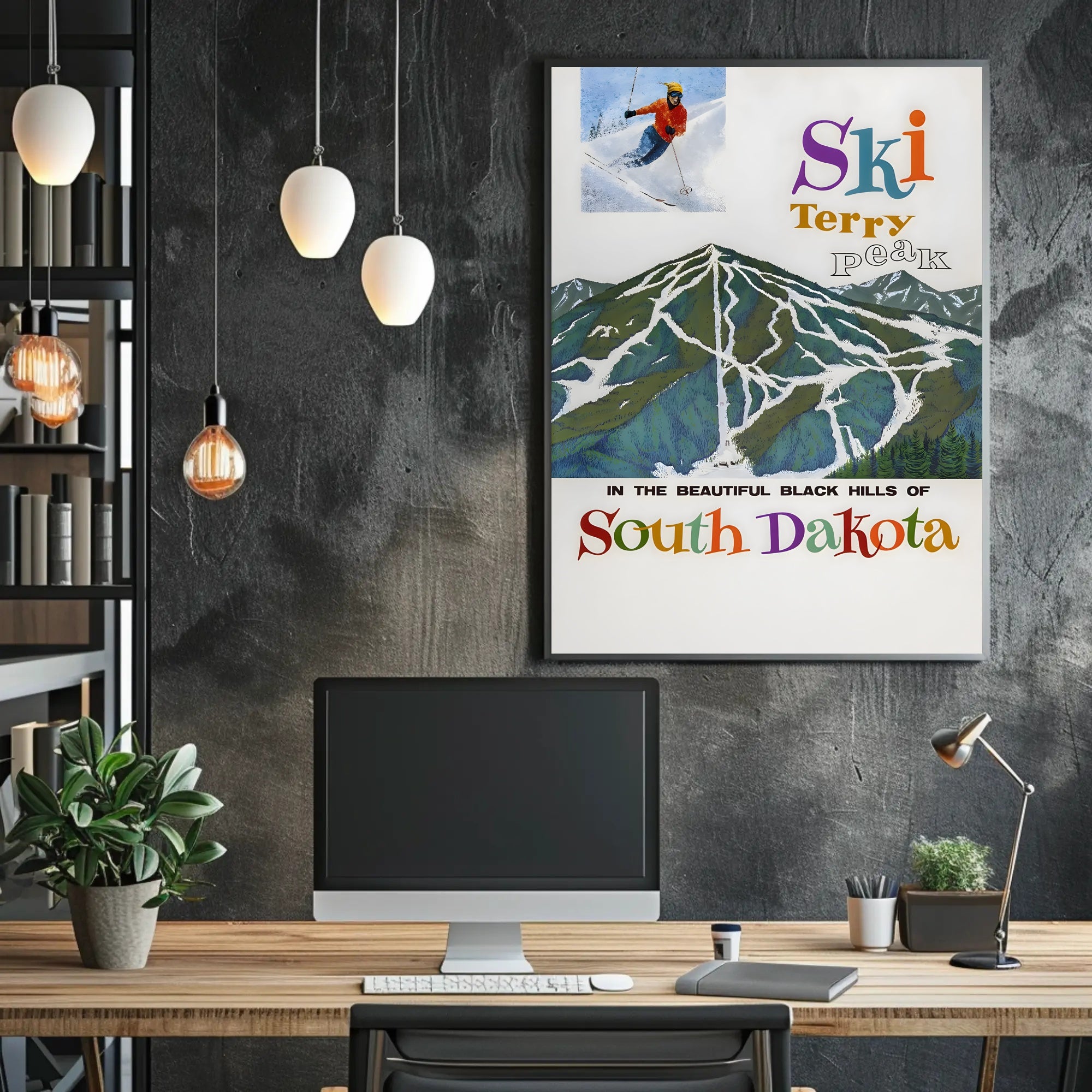 Terry Peak Ski Adventure Vintage Travel Poster PosterGoat