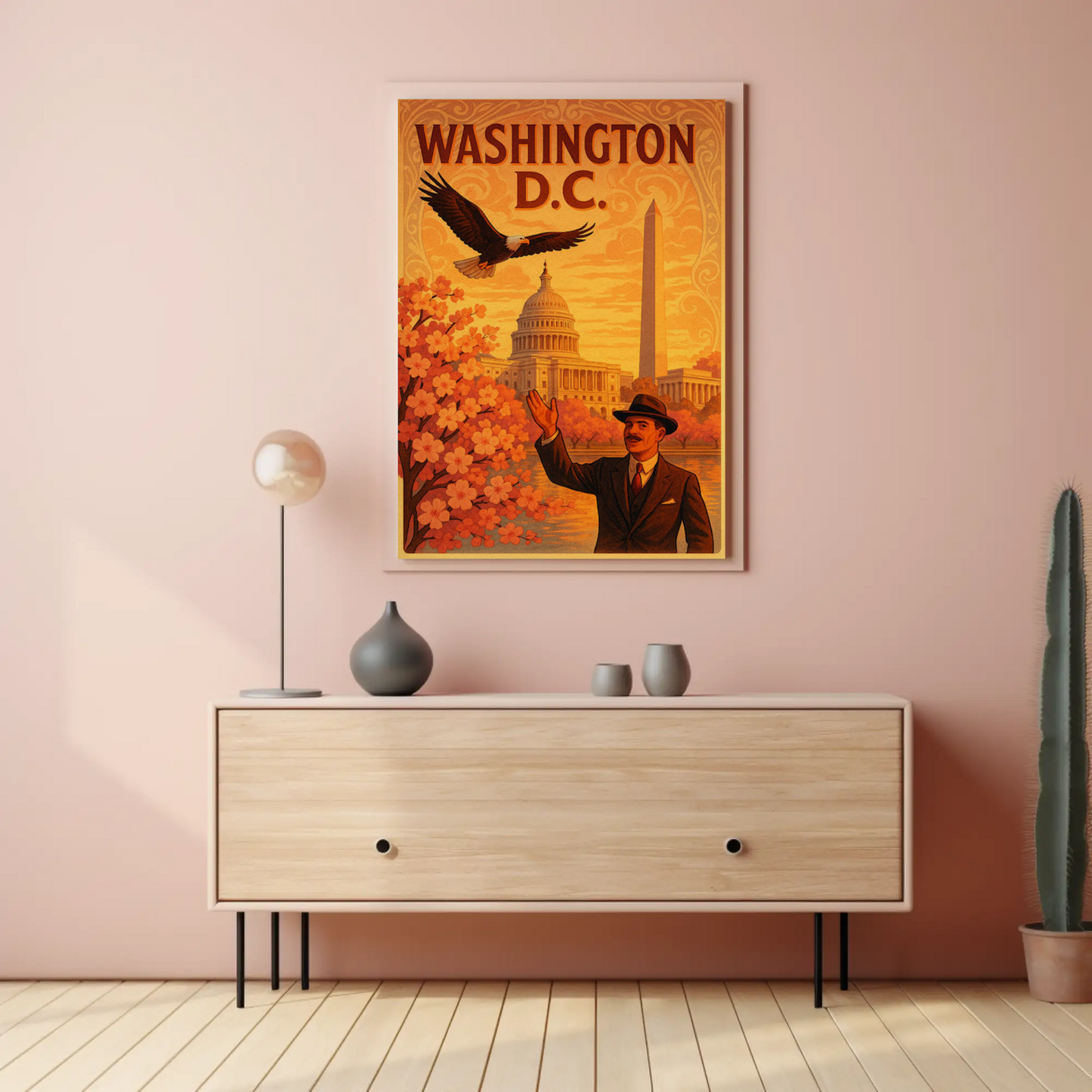 Washington DC Cherry Blossoms Capitol Eagle Travel Poster