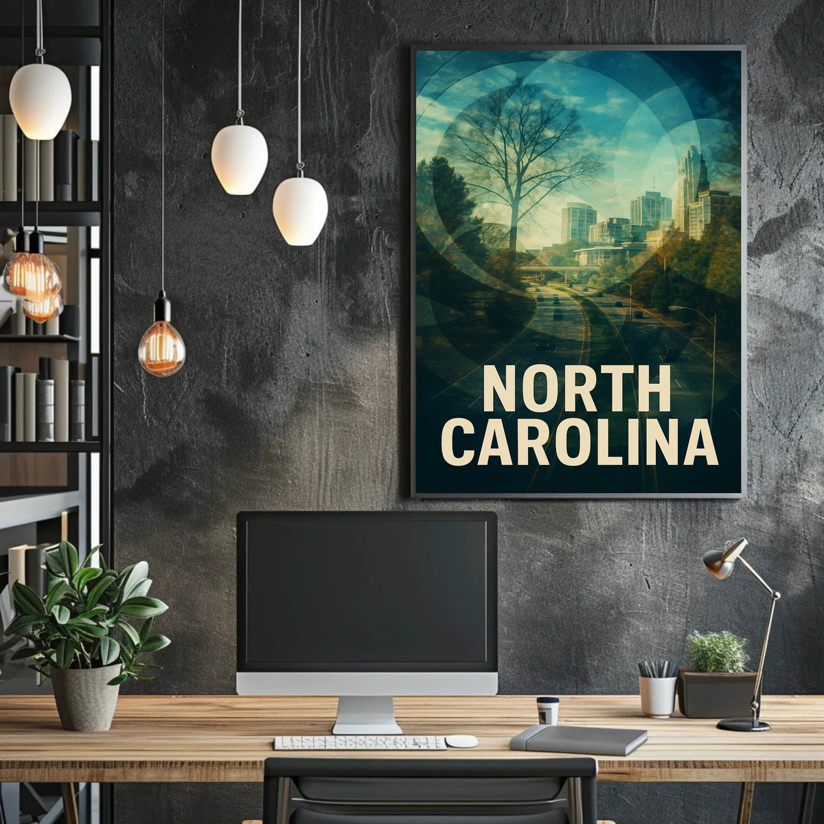 North Carolina Scenic Urban Landscape Poster