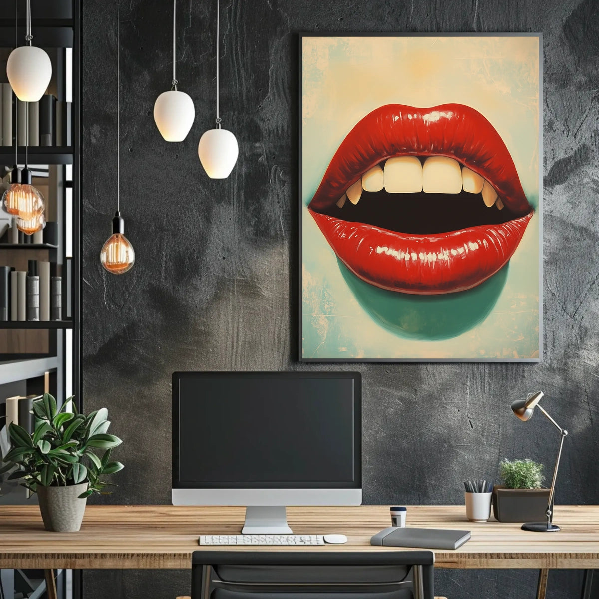 Glossy Red Lips Pop Art Glossy Lips Close-up Poster