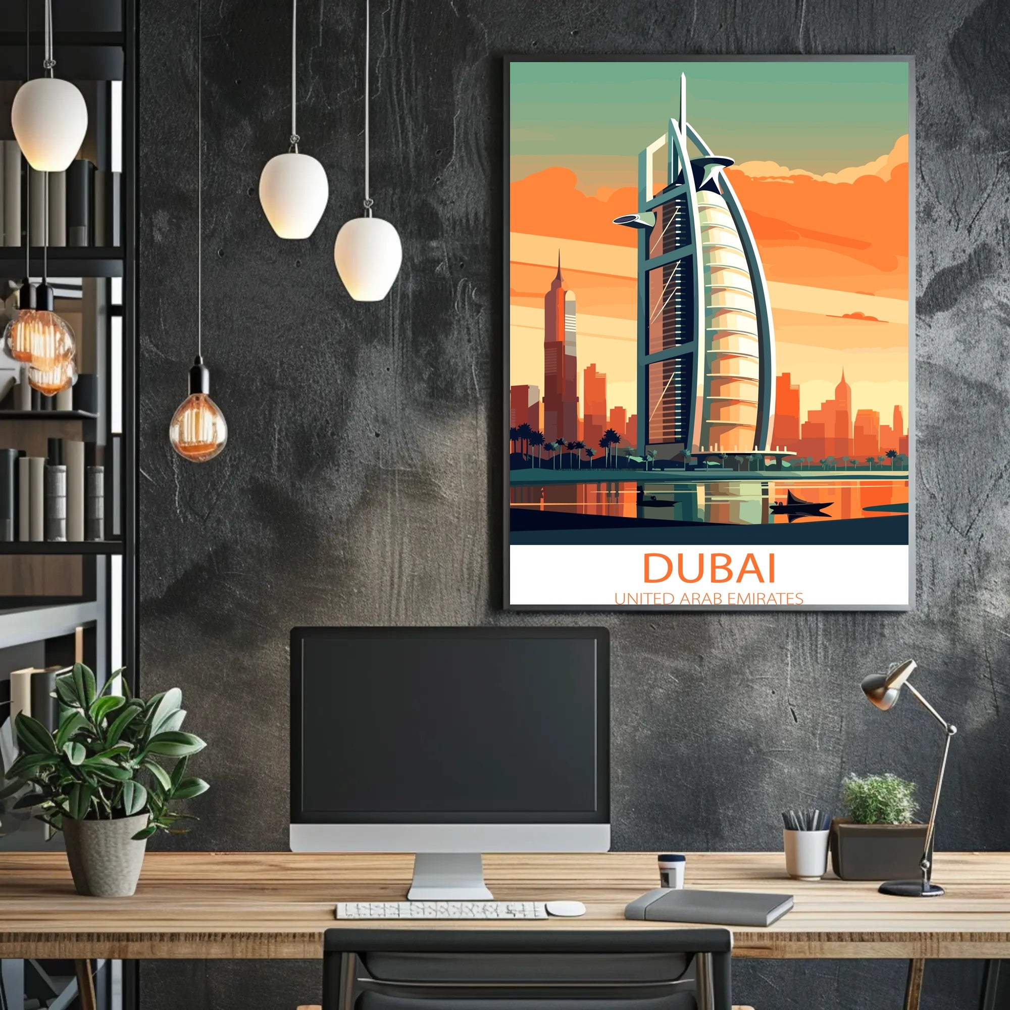 Burj Al Arab Sunset in Dubai Travel Poster