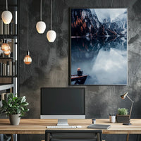 Serene Mountain Lake Autumn Reflection Art Poster