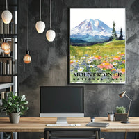Mount Rainier Watercolor Wall Art Poster