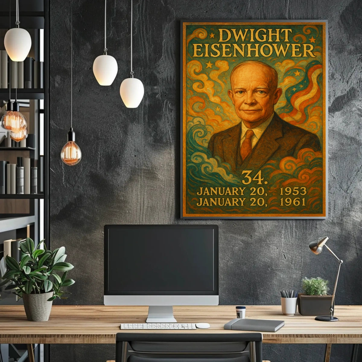 Dwight Eisenhower Patriotic Leadership Retro Vintage Poster