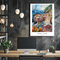 Colorful Cinque Terre Watercolor Art Travel Poster PosterGoat