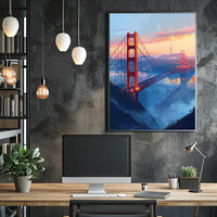 Golden Gate Bridge Twilight Art Poster, San Francisco