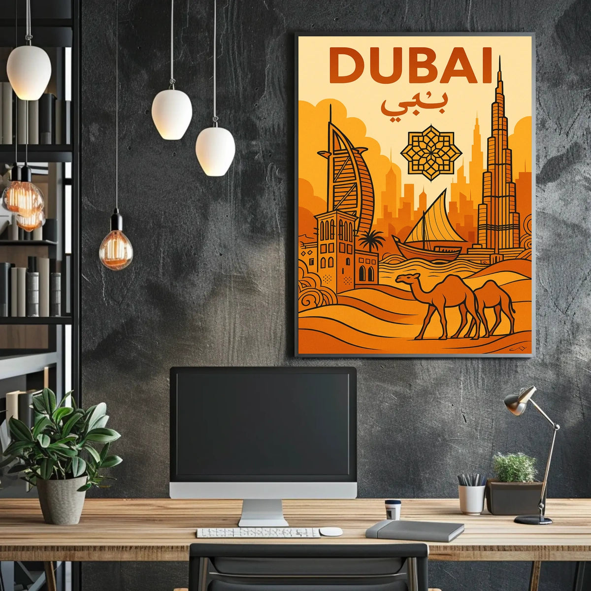 Discover Dubai Poster Vibrant Cityscape Wall Art Home