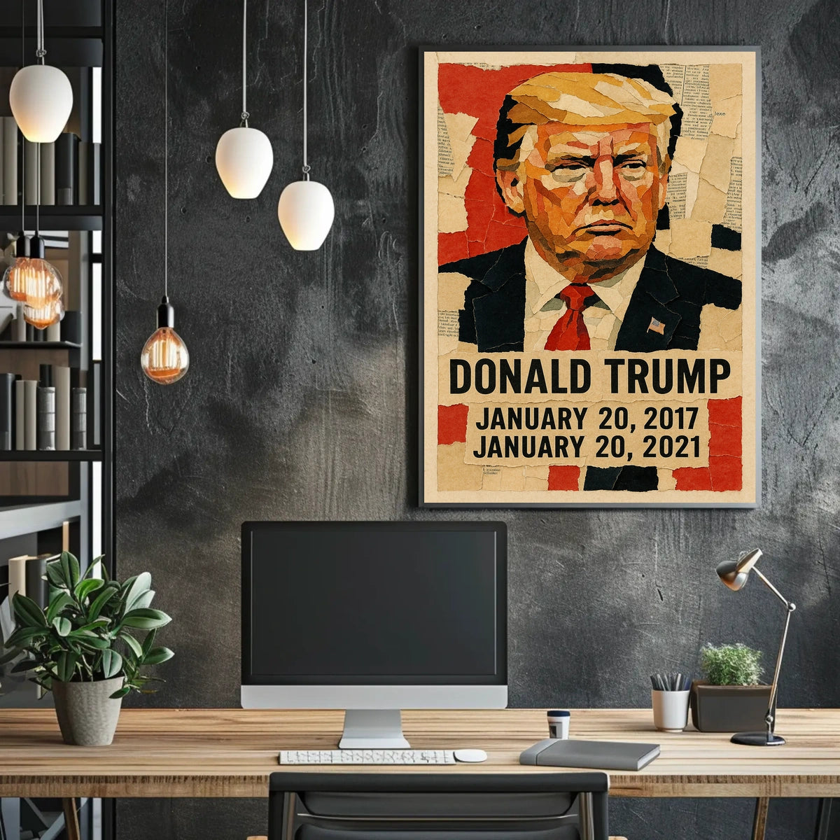 Donald Trump 45th President of the United States Layered paper Collage Poster