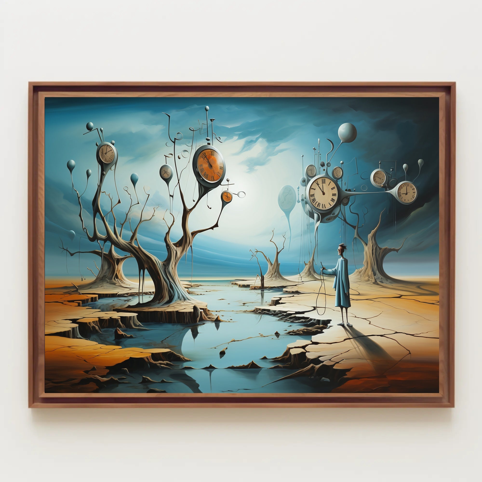 Surreal Time Landscape with Barren Trees Artistic Poster