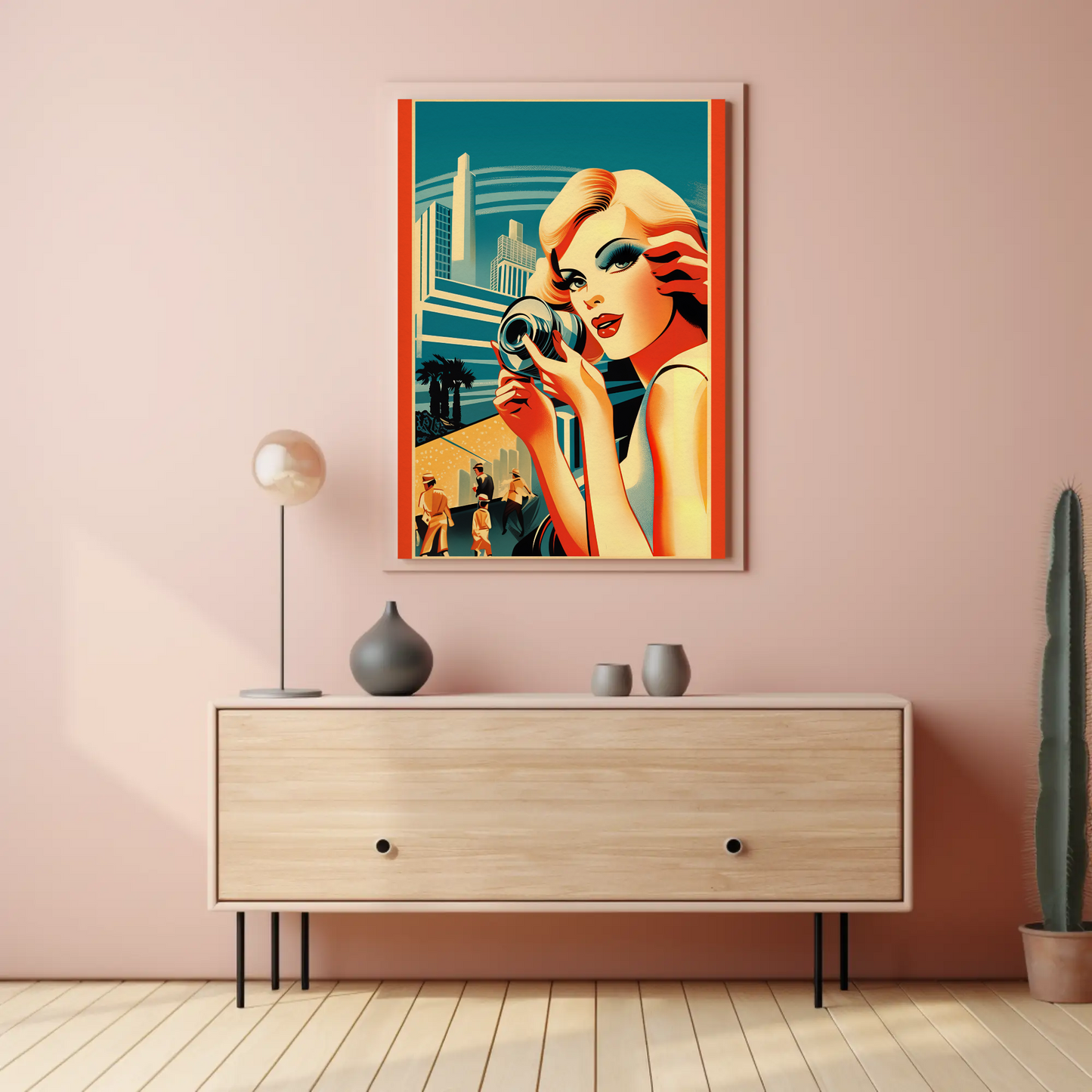 Glamorous Retro Woman With Camera Travel Poster