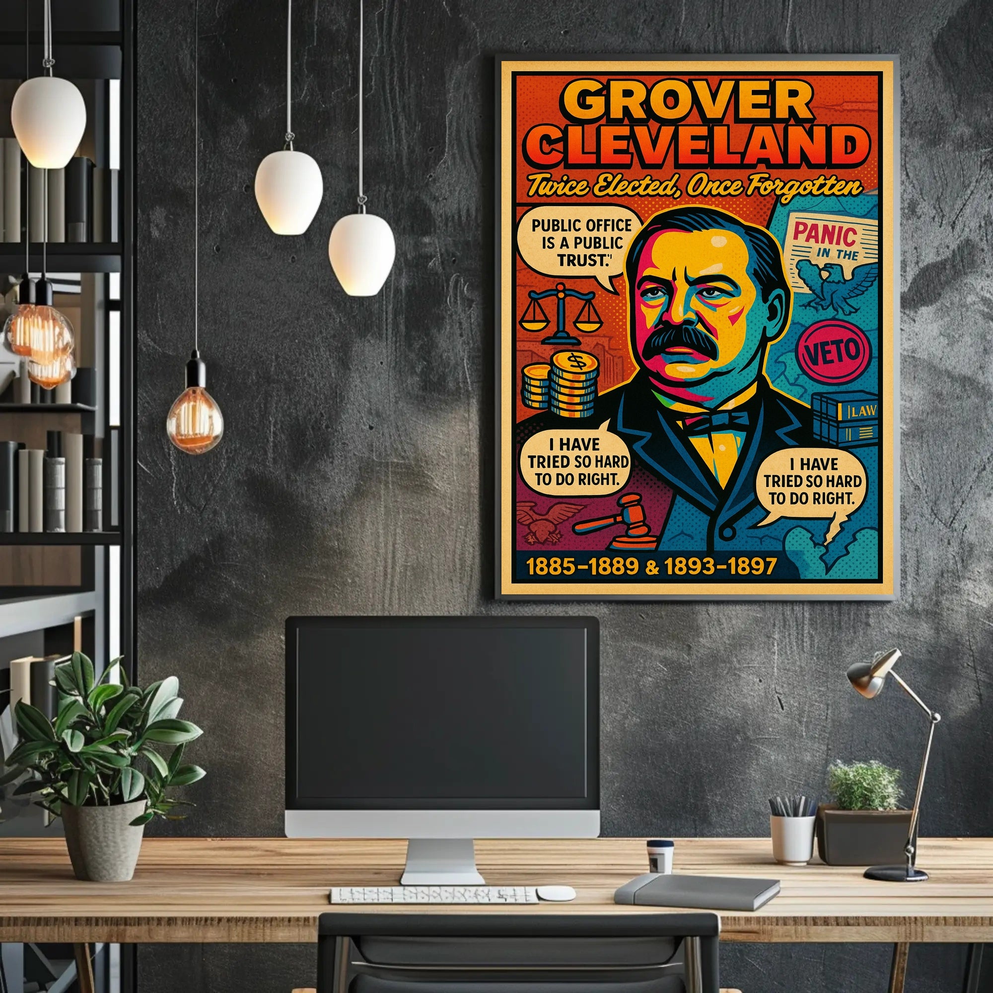 Grover Cleveland Twice Elected, Once Forgotten Poster PosterGoat