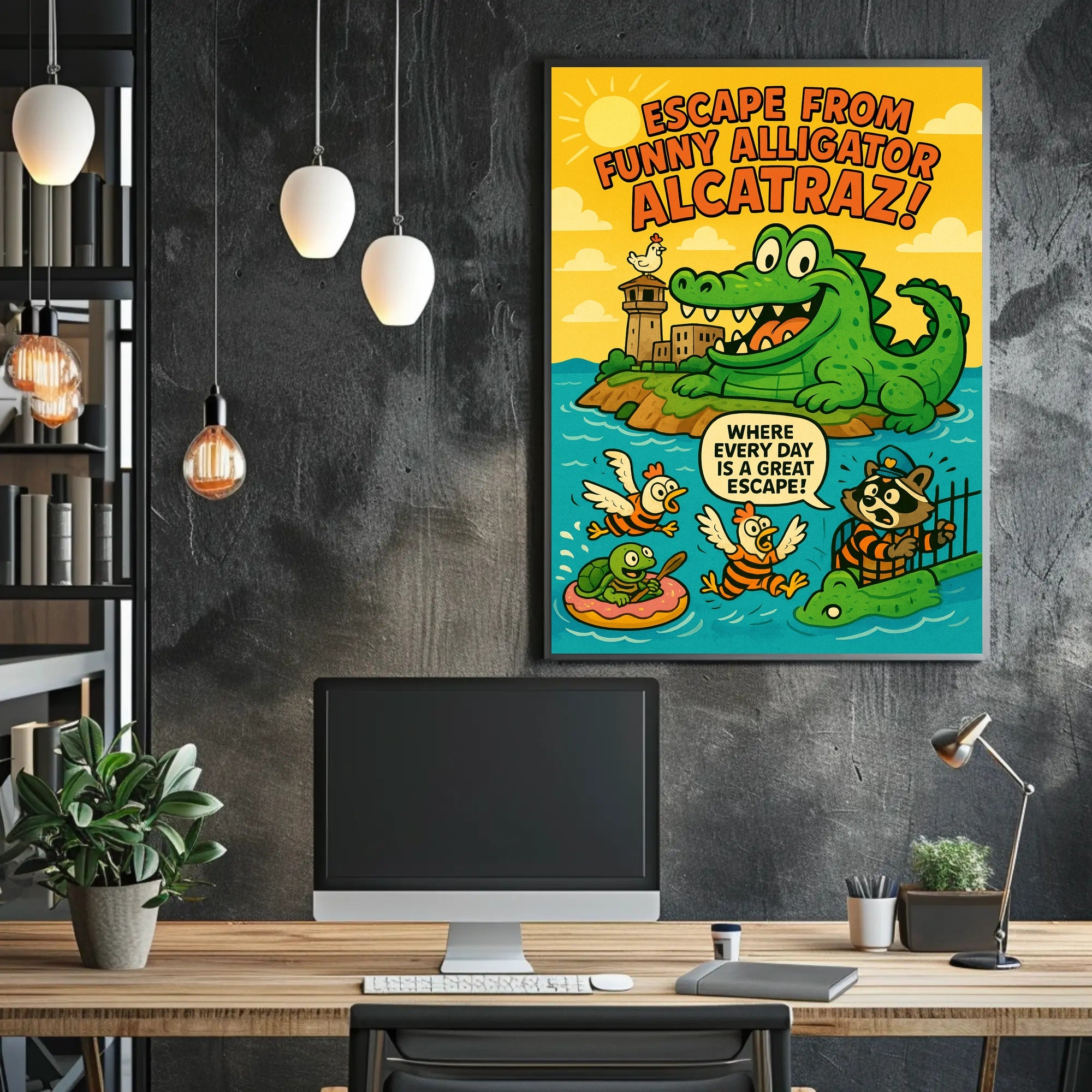 Escape from Funny Alligator Alcatraz Poster PosterGoat