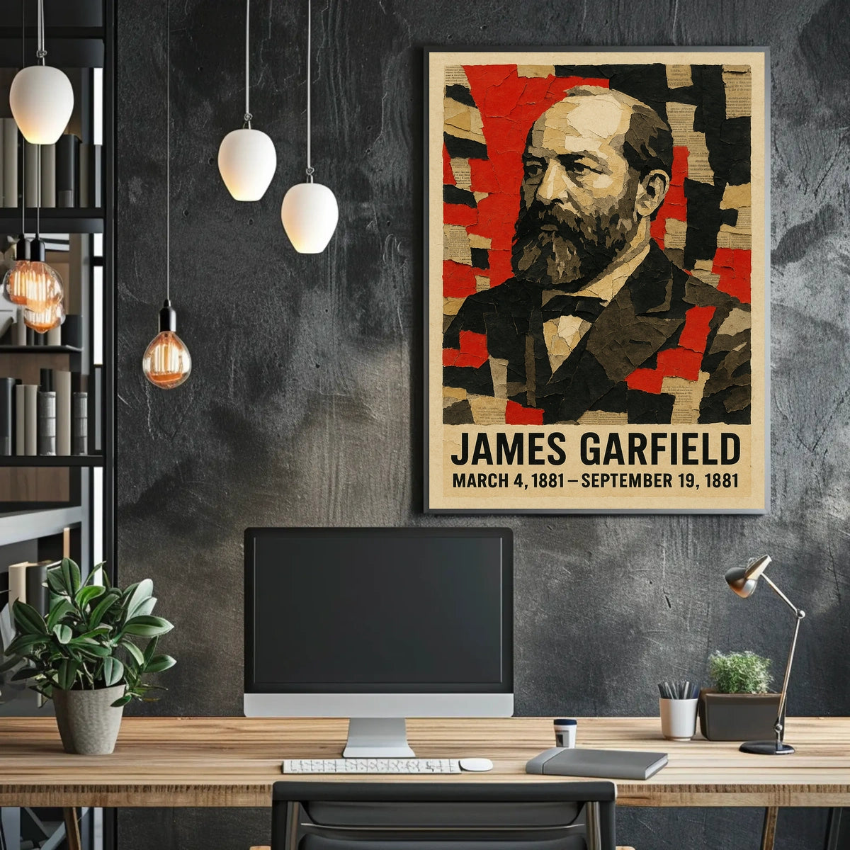 James A. Garfield 20th President of the United States Layered paper Collage Poster