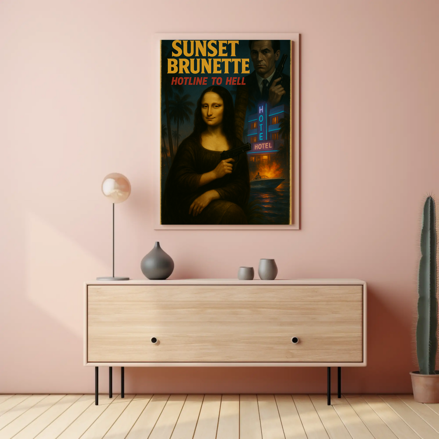 Sunset Brunette Mona Lisa Parody Noir Action Art Movie Poster