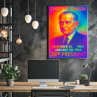 Lyndon B. Johnson 36th President of the United States Neon Gradient Overlay Poster