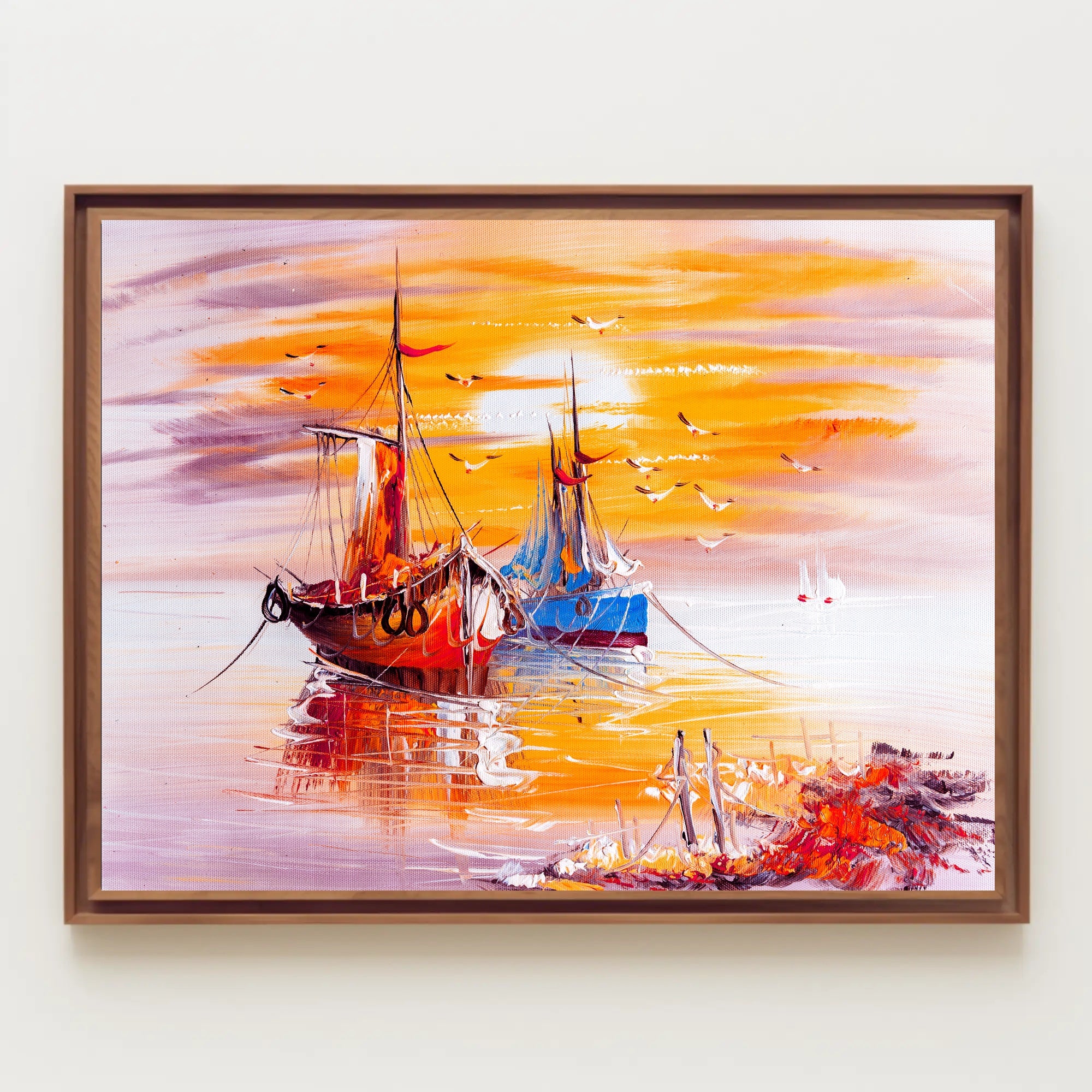 Tranquil Harbor at Sunset Poster