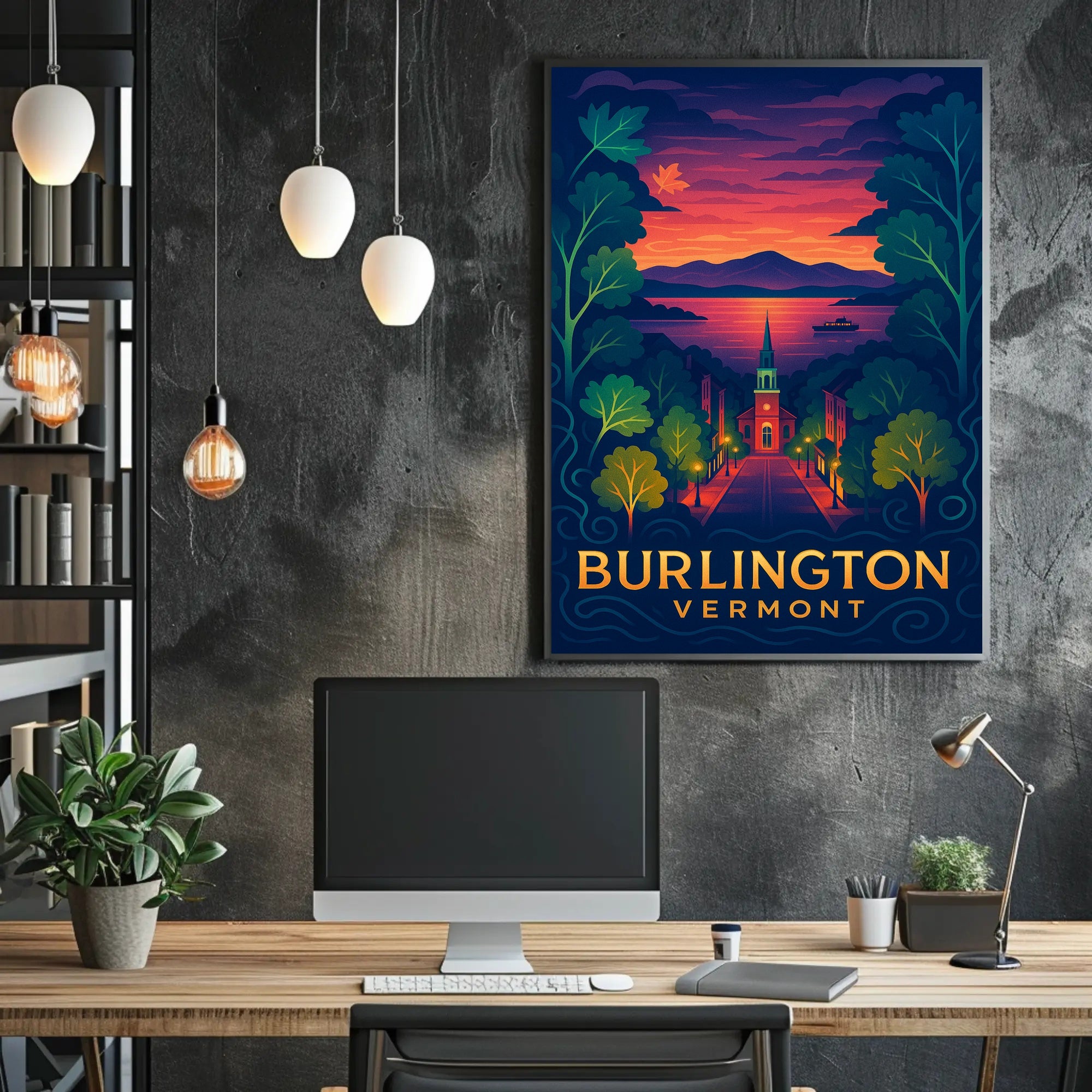 Burlington Vermont at Sunset Poster
