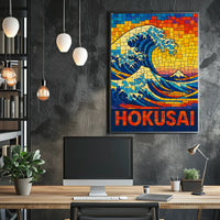 Hokusai Wave Mosaic Poster