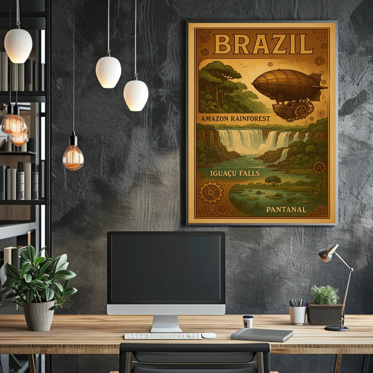 Brazilian Adventure Steampunk Airship Poster Art Print