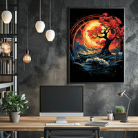 Mystical Red Tree Fantasy Landscape Art Poster