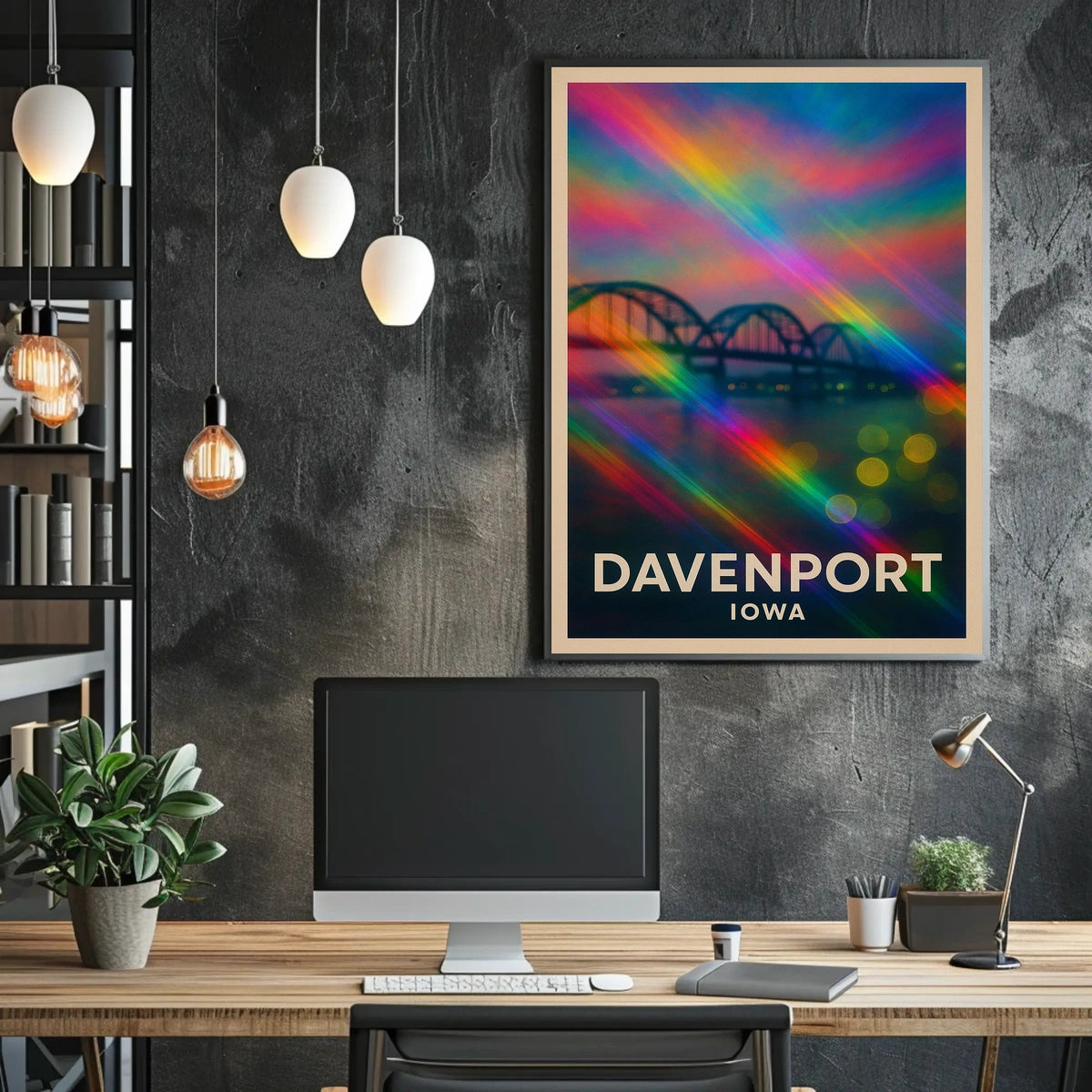Davenport Iowa Scenic Vibrant View Impressionism Poster