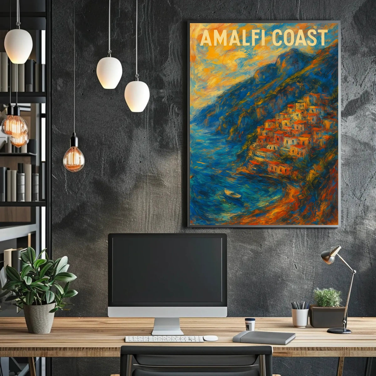 Amalfi Coast Poster Wall Art Coastal Seaside Landscape