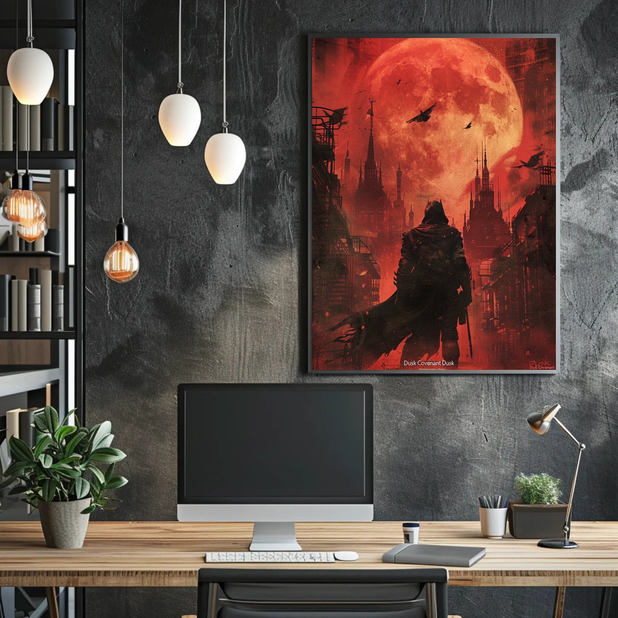 Eerie Urban Moonlit Silhouette - Fantasy or Mythology Poster PosterGoat