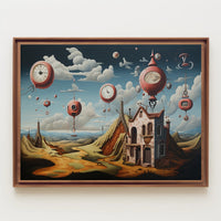 Surreal Dreamscape with Floating Clocks Fantasy Poster