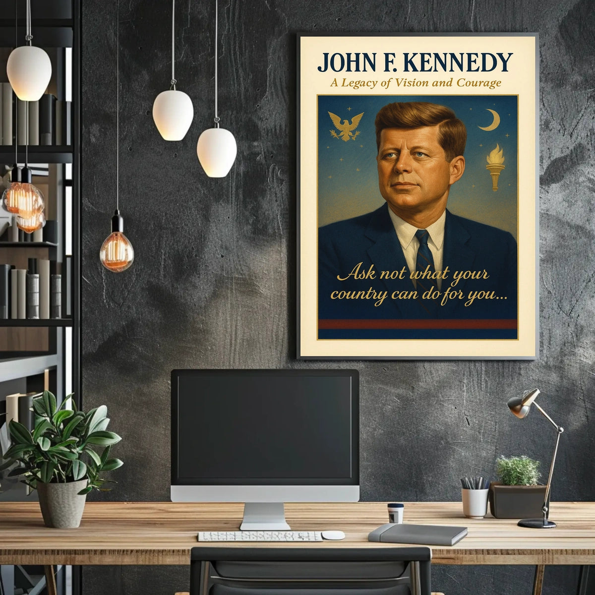John F. Kennedy Vintage Patriotic Poster Art