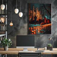 Post-Apocalyptic Urban Sunset: Nature Reclaims Cityscape PosterGoat