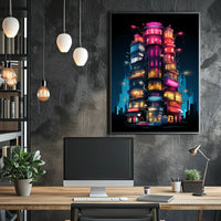 Neon Cityscape Poster