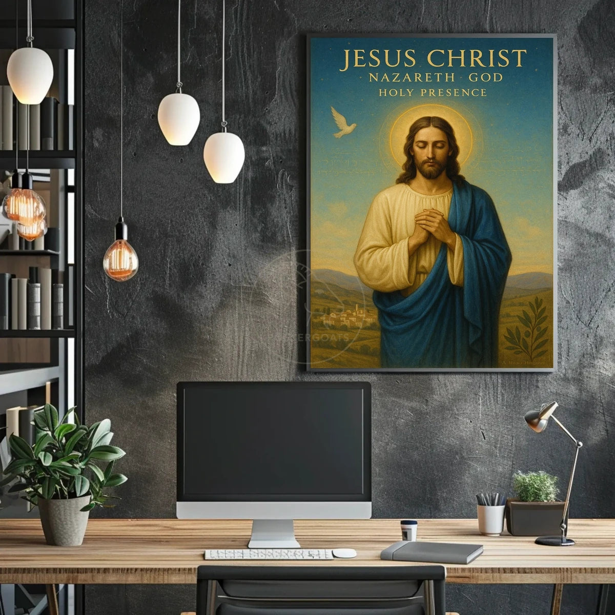 Religious Figure Prayer Scene: Cultural or Heritage Poster