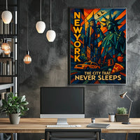 New York City Vibrant Urban Scene Poster Modern Wall Art