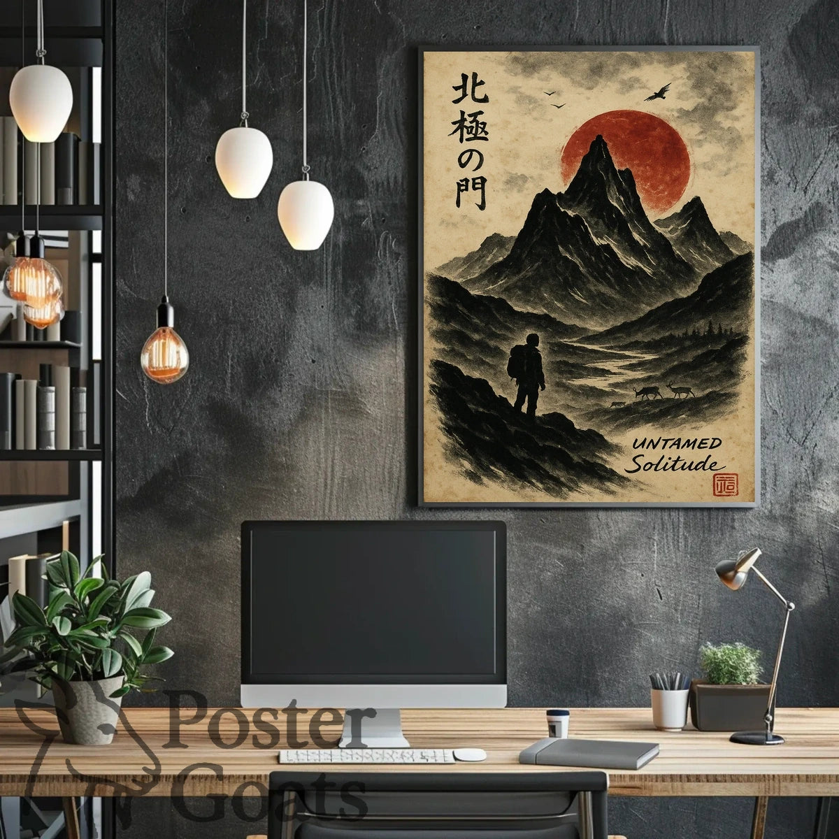 Untamed Solitude: Majestic Mountain Scene Cultural or Heritage Poster