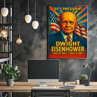 Dwight D. Eisenhower 34th President of the United States Colorful Comic Book Style Poster