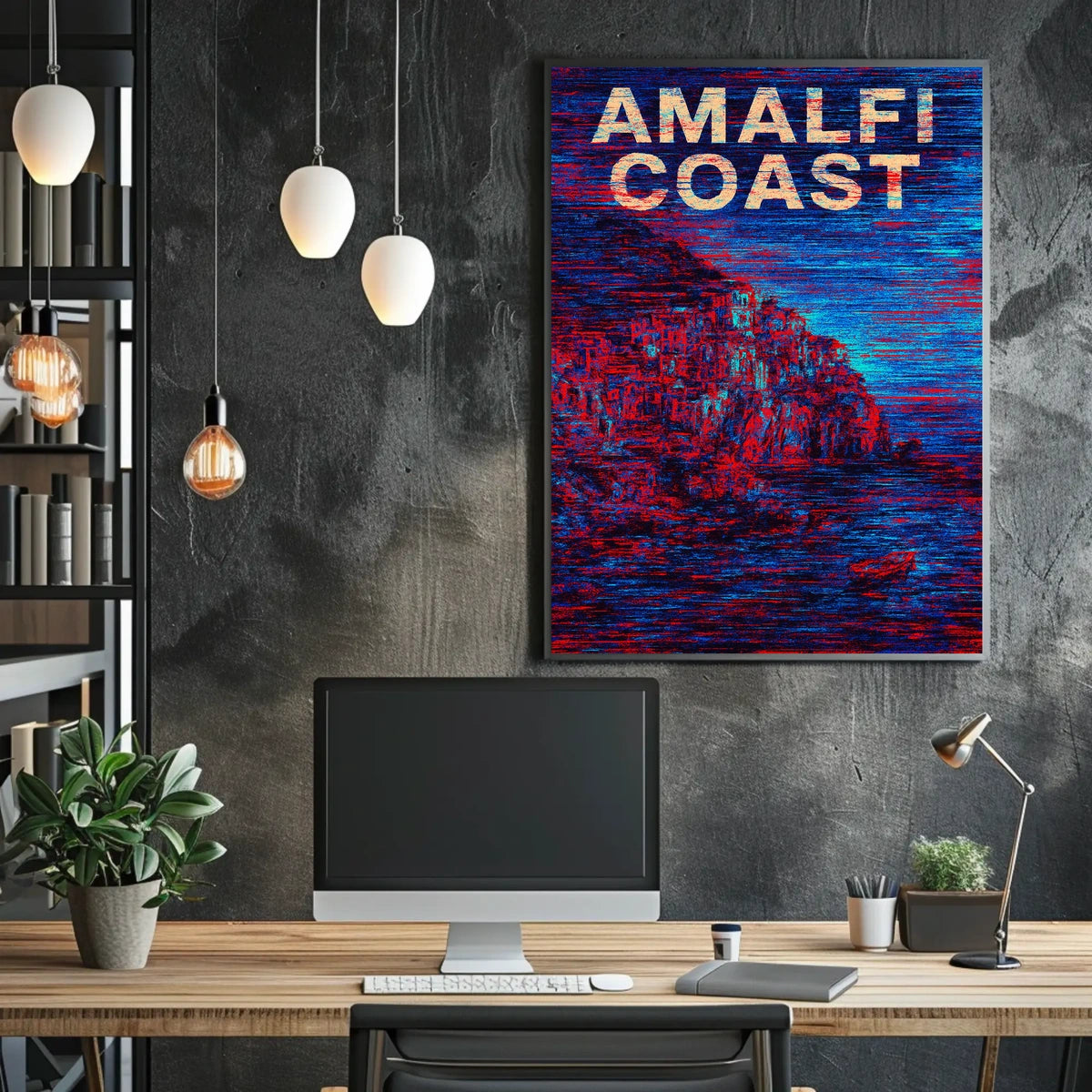 Amalfi Coast Poster Art Print for Coastal Home Decor