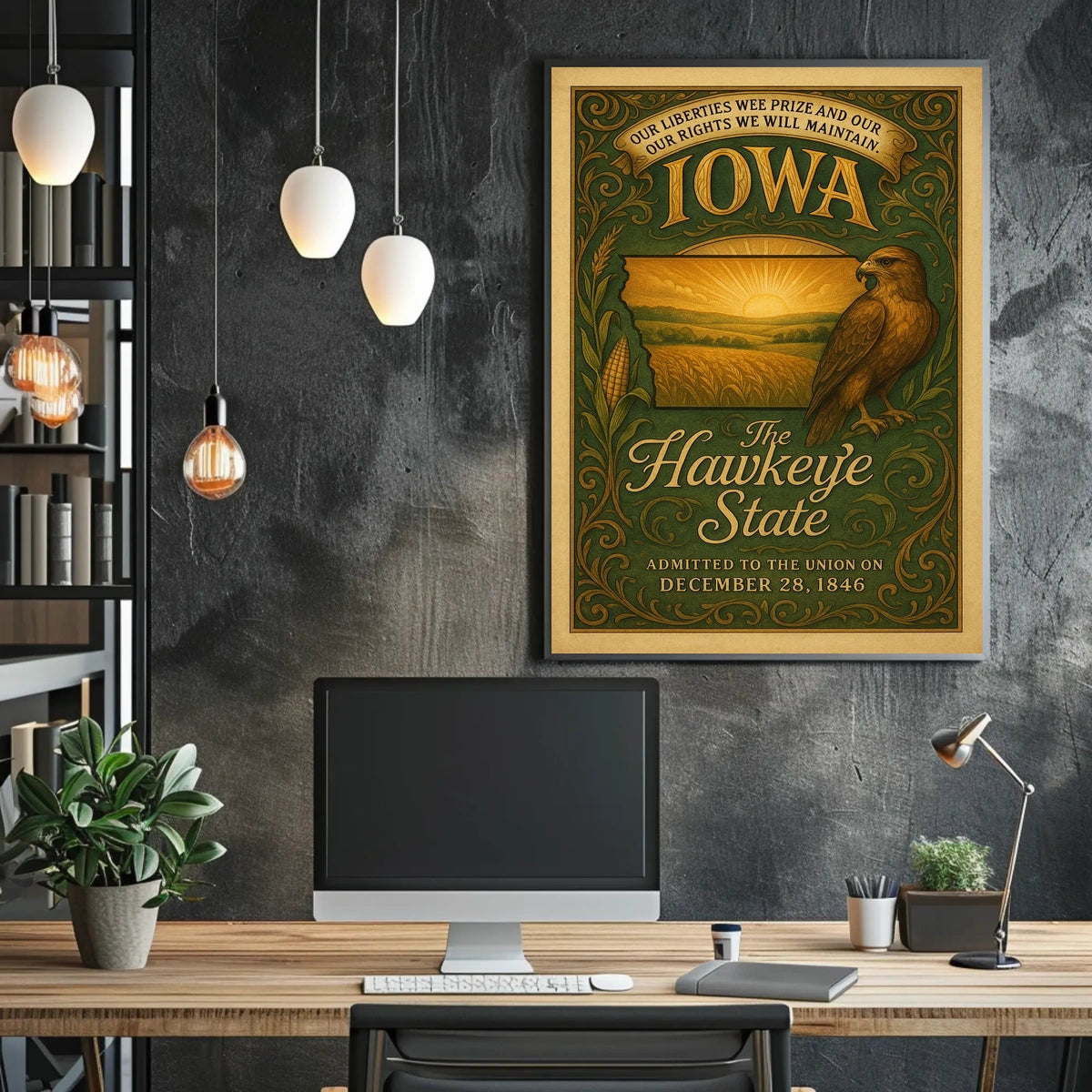 Iowa The Hawkeye State Poster