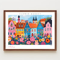 Colorful Flower Market Scene Poster PosterGoat