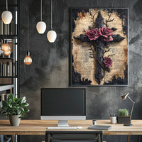 Roses And Cross Poster