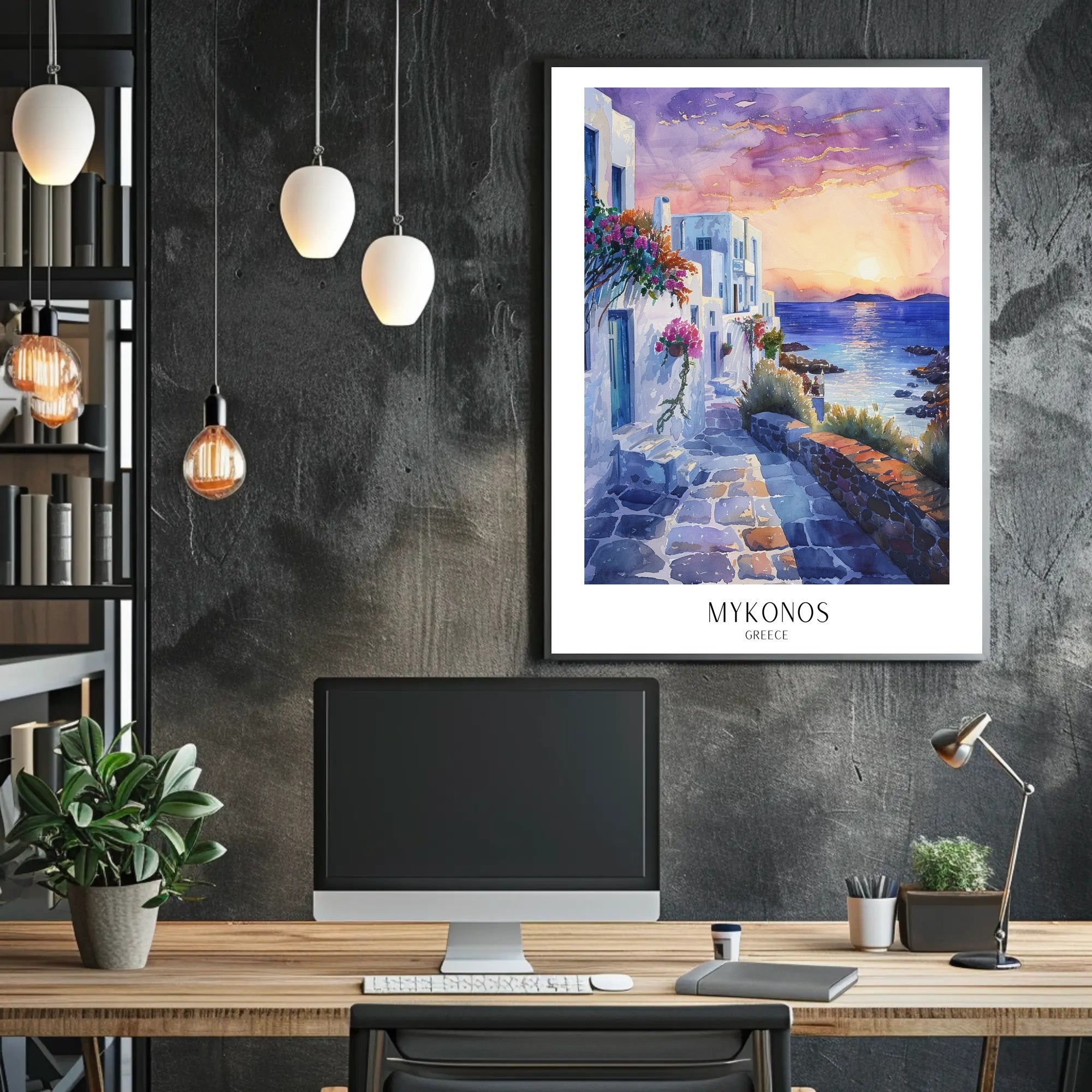 Mykonos Sunset Dreaming Travel Poster PosterGoat