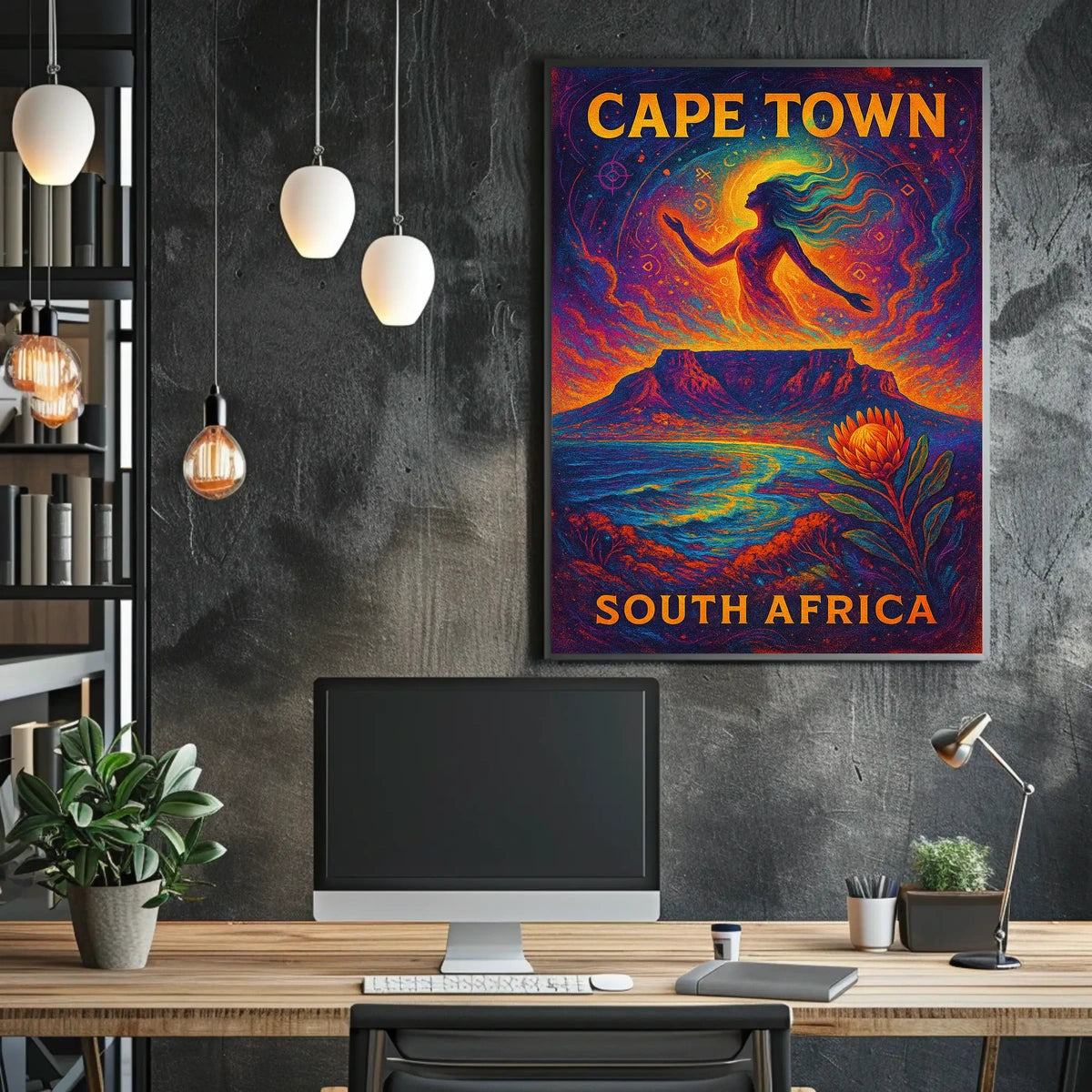 Cape Town Dreamscape Psychedelic Art Poster Print