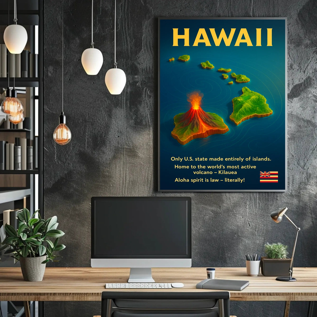Hawaii Islands Volcano Infographic Poster: Vibrant & Educational